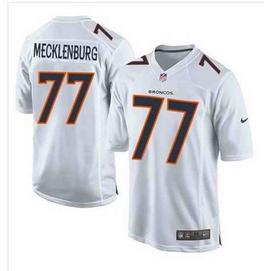 Nike Broncos #77 Karl Mecklenburg White Mens Stitched NFL Game Event Jersey